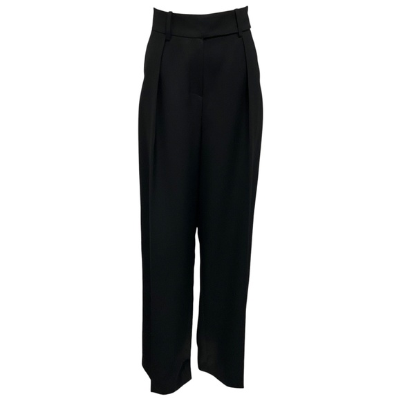 ALEXANDRE VAUTHIER BLACK SATIN TRIMMED WOOL CREPE TUXEDO STYLE PANTS - Picture 1 of 5